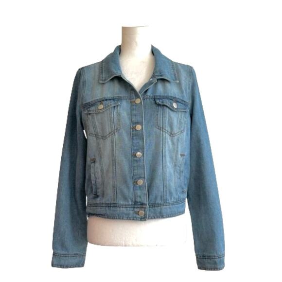 Ci Sono Denim Collection Distressed Silver Tone Buttons Jean Jacket Size Medium - Picture 4 of 12